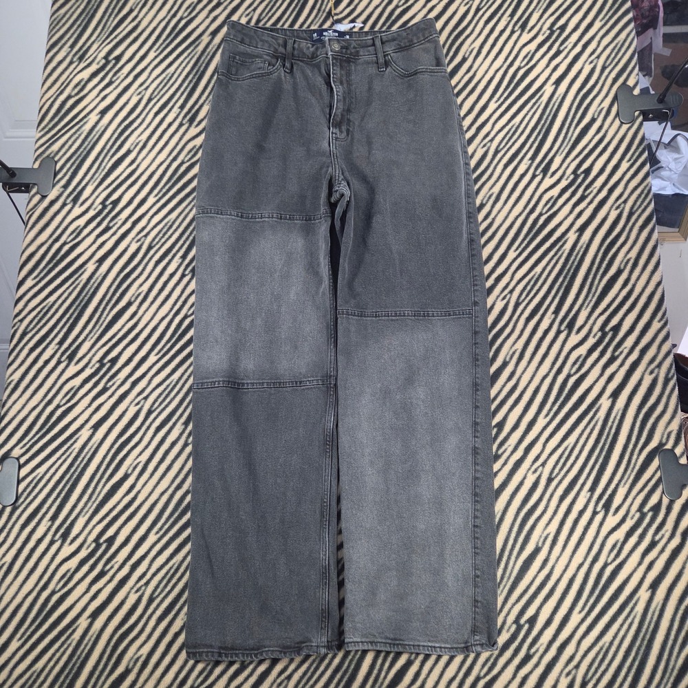 Y2K Hollister Ultra High-Rise Dad Jeans Washed Black Paneled 11R W30 L31 Denim